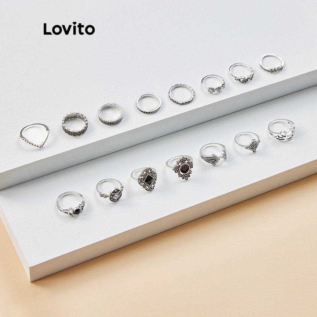 Nhẫn Lovito trang trí đá nhân tạo thời trang đi tiệc L17M442 (Màu bạc)