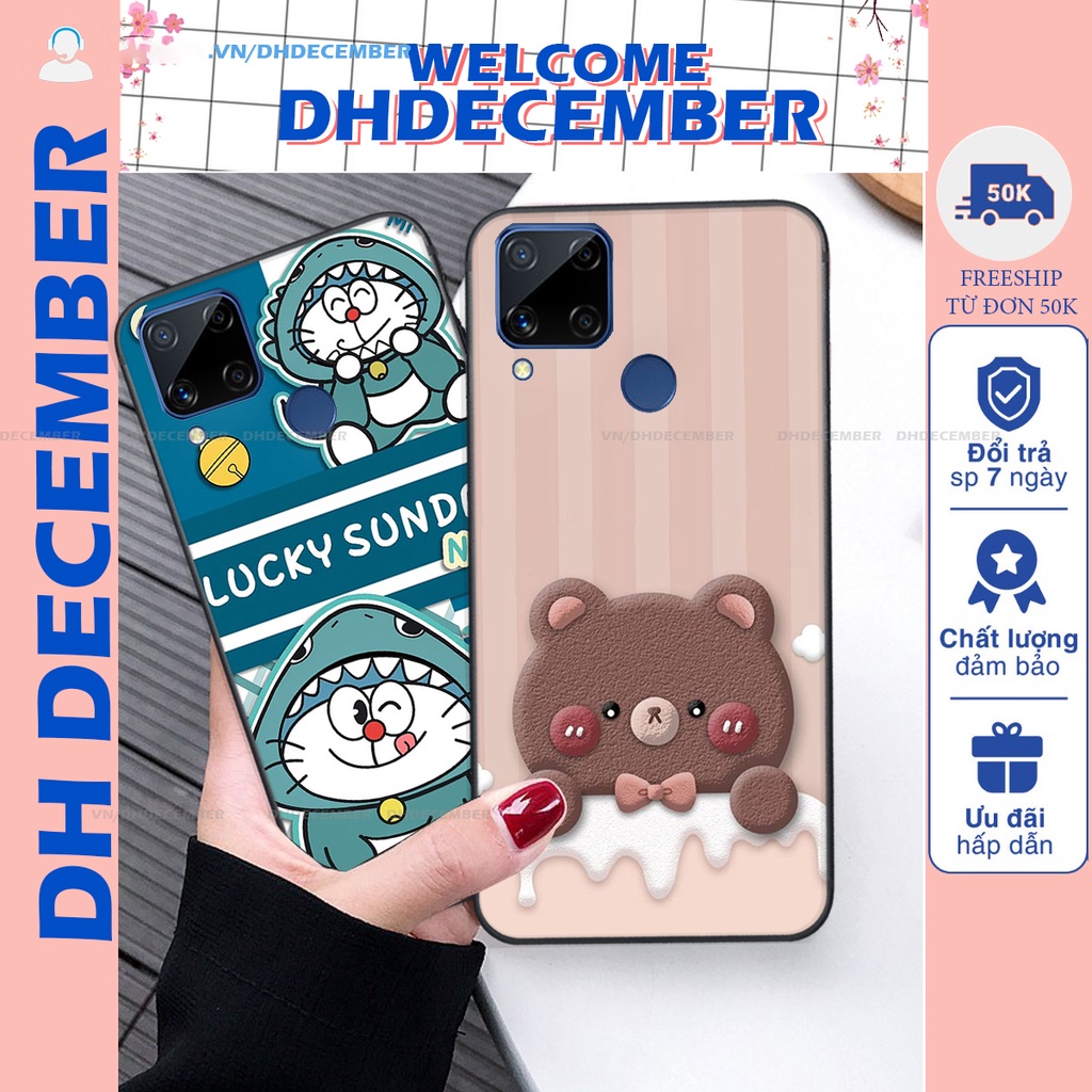 Ốp lưng Realme C15 in hình gấu K@ws, gấu nâu, dor@emon RẺ- ĐẸP- BỀN