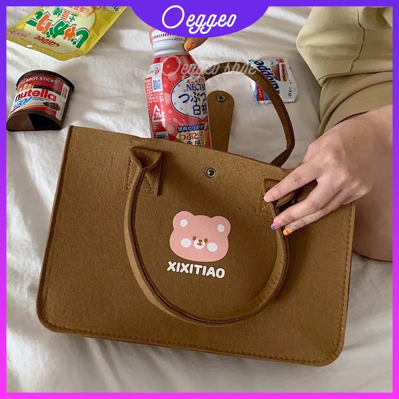 Oeteo Túi Xách Tay Cắm Trại Bằng Vải Hình Gấu Cho Nữ