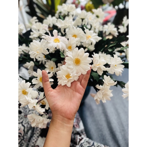 Hoa cúc trắng bông to- hoa giả cao cấp