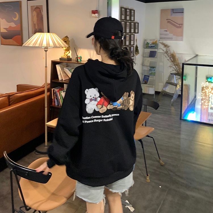 Áo hoodie ZHELIHANGFEI in hình gấu hoạt hình dễ thương cho nữ