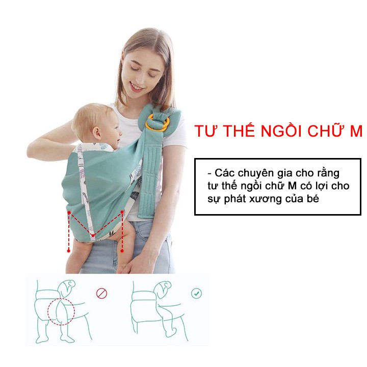 Khăn choàng che bé bú, địu vải em bé,  đa năng cho mẹ sử dụng tiện lợi. Tặng kèm túi rút đựng mang theo