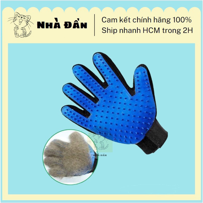 Găng tay chải lông rụng chó mèo