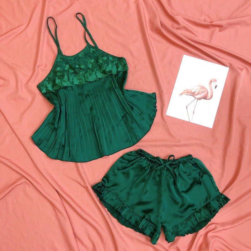 Đồ ngủ sexy  Freeship  Đồ ngủ sexy lụa satin dập ly cao cấp phối ren mềm mại | BigBuy360 - bigbuy360.vn