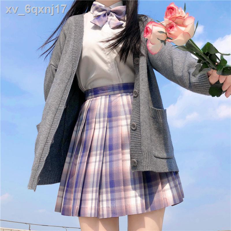 chân váy dàiváy đầm dáng xoèↂ✖№【Khoai môn JK】 đồng phục suit thắt nút Váy xếp ly Nhật Bản eo cao, ngắn cũn m