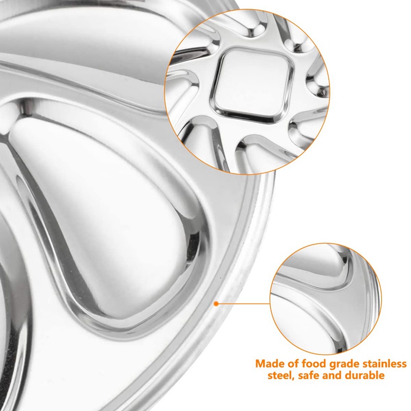 Bộ 4 Đĩa Đựng Thức Ăn Bằng Thép Không Gỉ Hình Vỏ Sò 8 Ngăn Cho Oyster