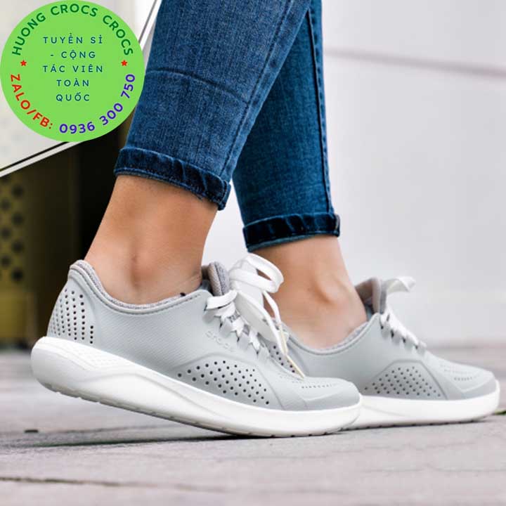 GIÀY NHỰA CROCS LITERIDE PACER XỊN ĐÉT CHO NAM MÀU XÁM FULL BOX