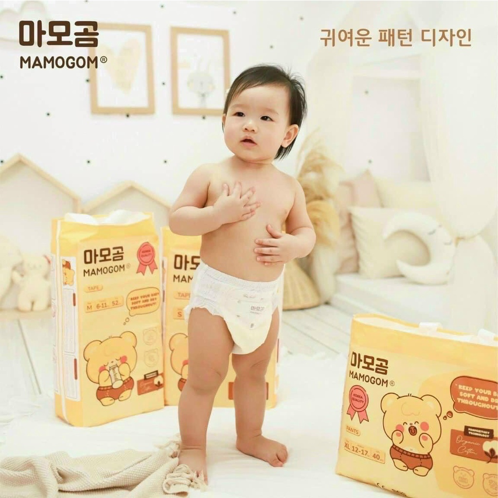 Bỉm hữu cơ MAMOGOM công nghệ Hàn dán/quần đủ size S62/M52/M48/L44/XL40/XXL38 cho bé sơ sinh Mamogo