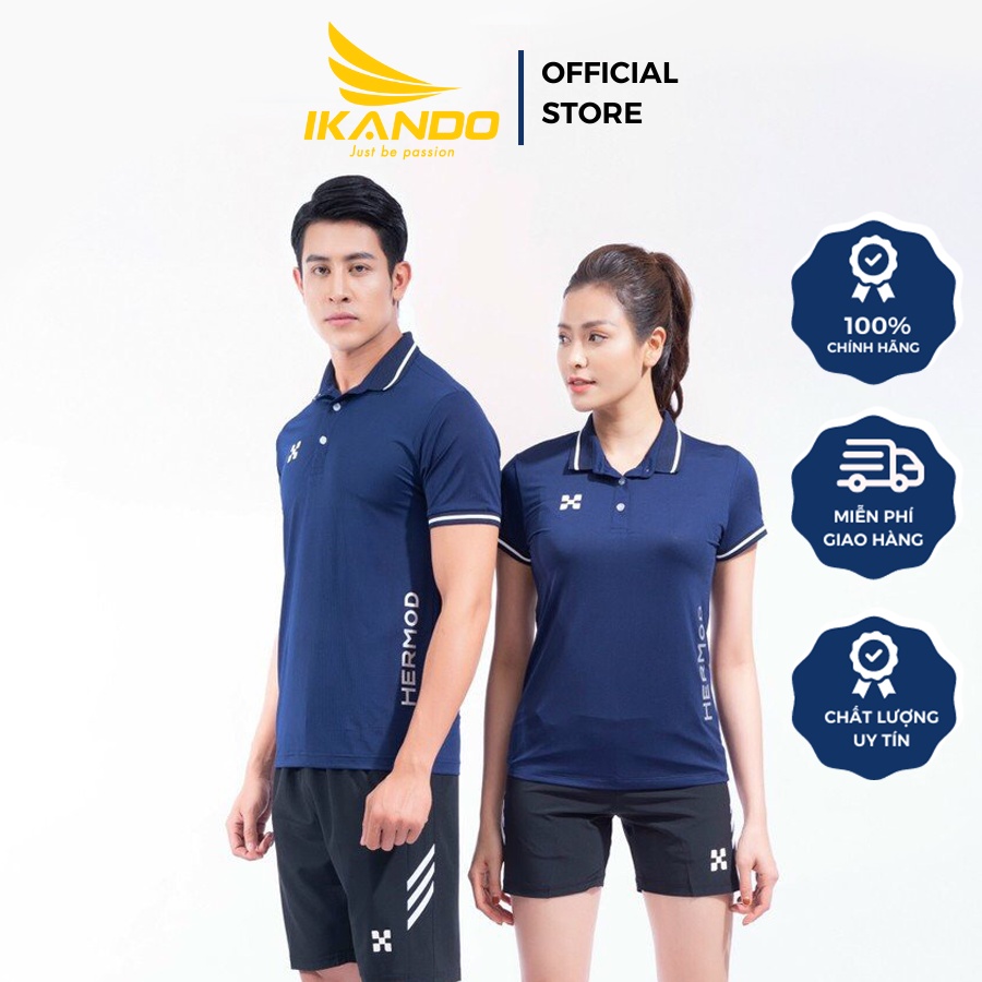 Áo Golf thể thao Nam Nữ Hermod Shine, Vải thun lạnh co giãn, Thoáng mát, Thấm hút mồ hôi - Màu Navy
