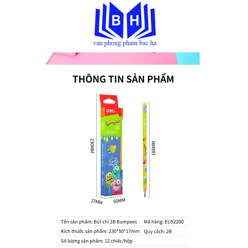 [Bắc Hà] Bút Chì 2B Deli-EU52200 Bút Đẹp Dùng Để Luyện Chữ Tập Vẽ Hội Họa Mua 1 Hộp/12 Chiếc