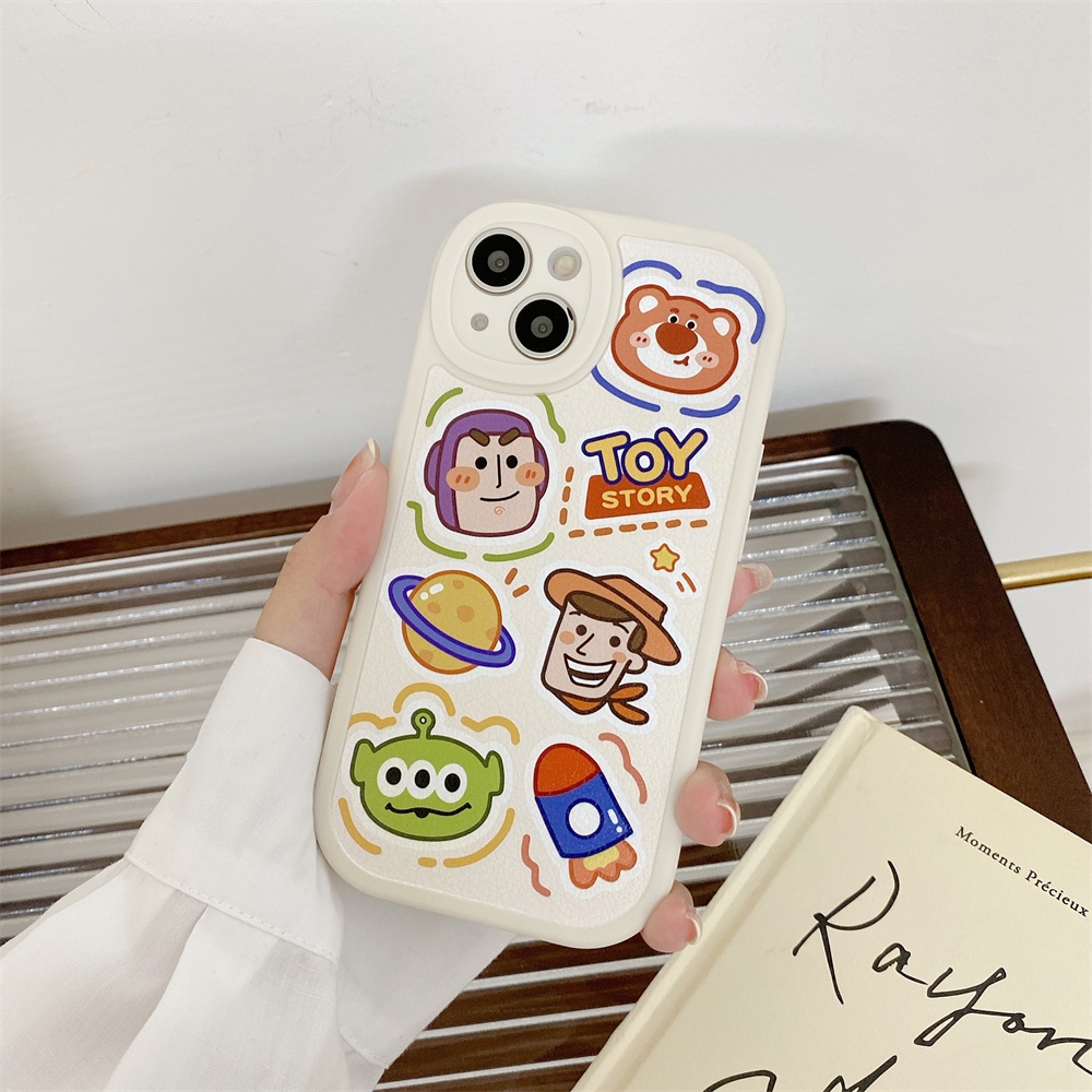 Ốp Điện Thoại TPU Mềm Phối Da Mặt Nhám In Hoạt Hình Toy Story Cho Iphone 11 7Plus 13 12 11 Pro Max X XS 12 13 XR