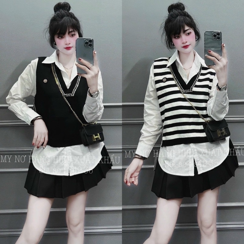 Set ghile Kèm SƠ MI TRẮNG new siêu đẹp