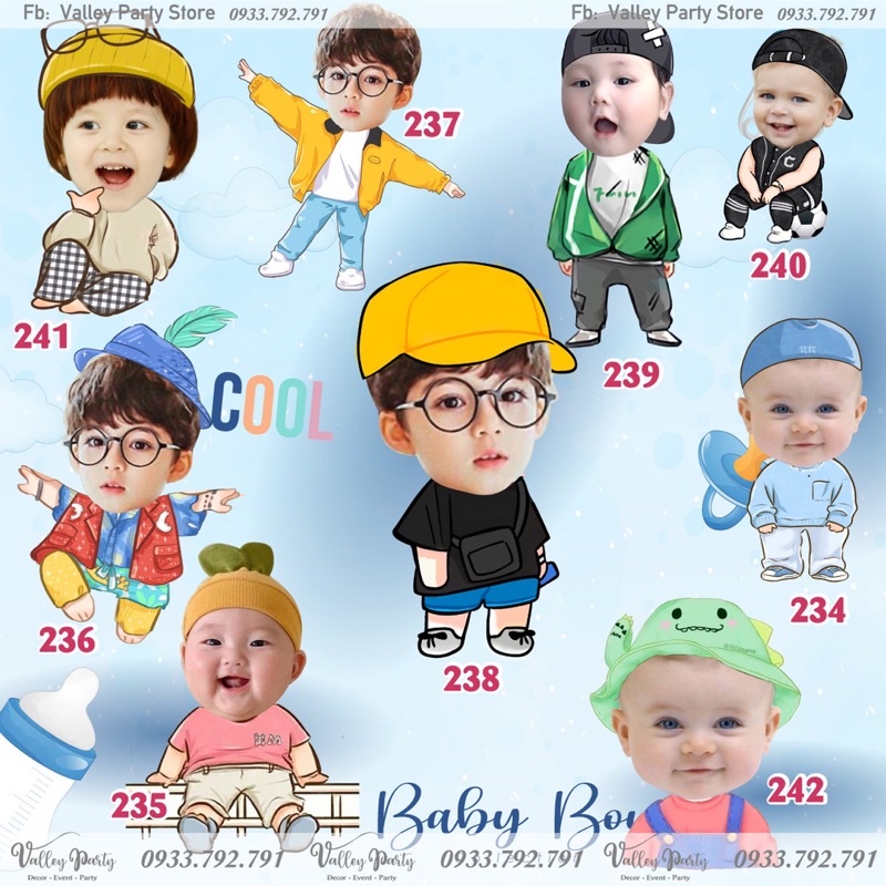 Chibi bé trai, bé gái trang trí sinh nhật, thôi nôi 20-35cm dễ thương