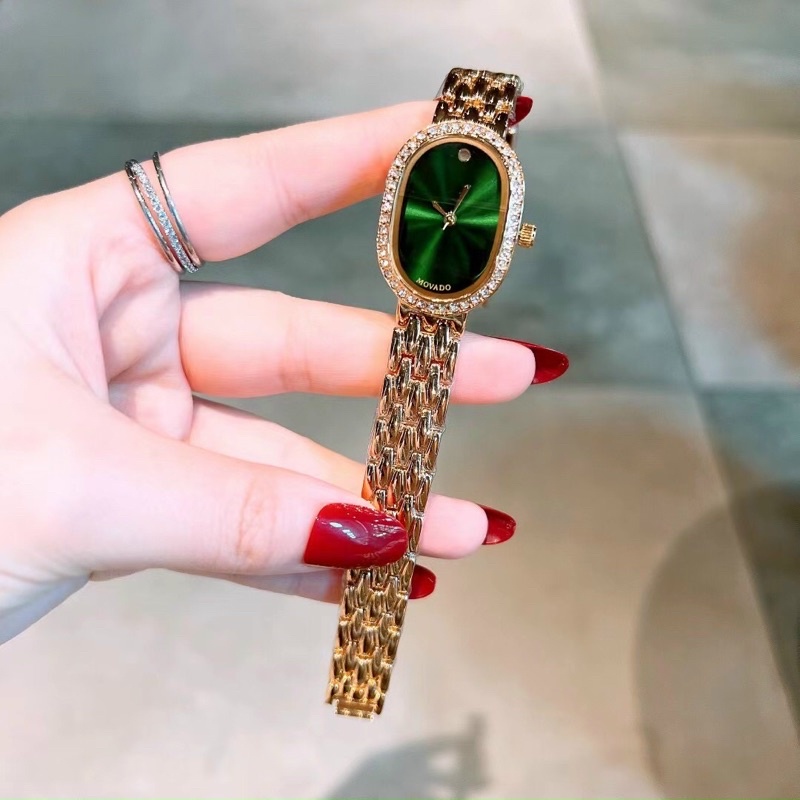 💐💐Đồng hồ Nữ mặt Ovan, thương hiệu Monvado viền đá, sz 32mm, chống nước 3atm.