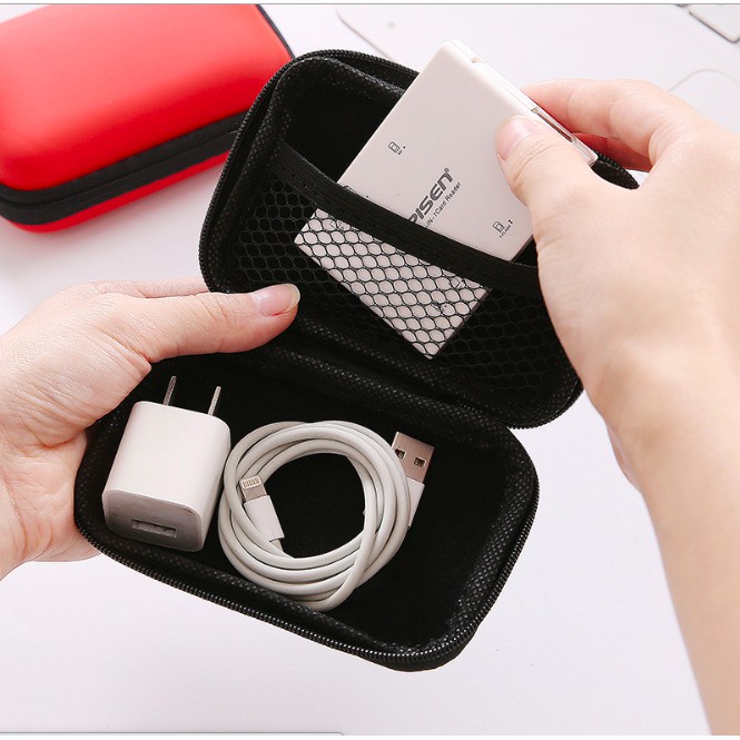 Hộp đựng tai nghe trơn hình vuông chữ nhật để sạc, cáp phụ kiện cao cấp