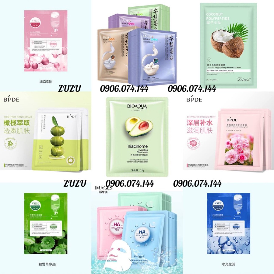 COMBO MASK từ các CHIẾT XUẤT thiên nhiên, mask xuất Nhật Hàn cấp ẩm làm trắng giảm thâm cho da hiệu quả