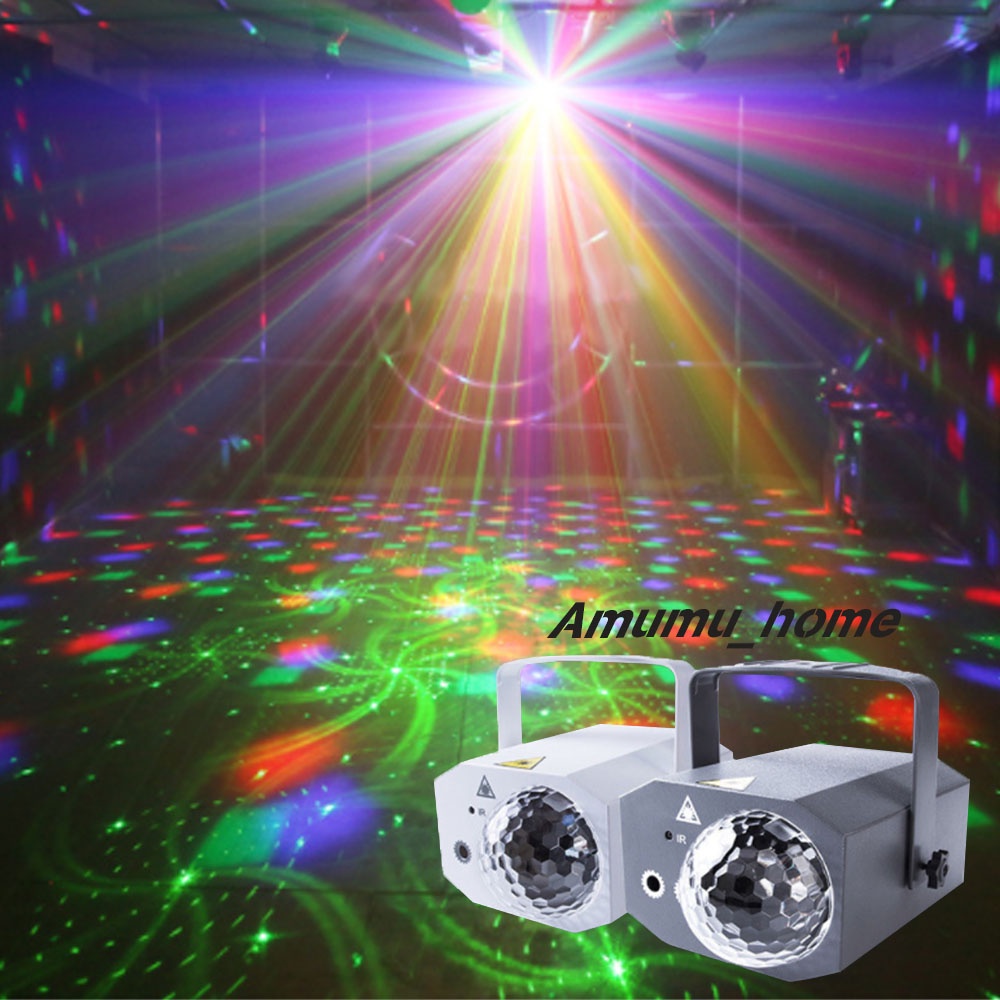 ✺♚Đèn LED nháy theo nhạc kết hợp laser flash có điều khiển - phòng bay chiếu ánh sáng