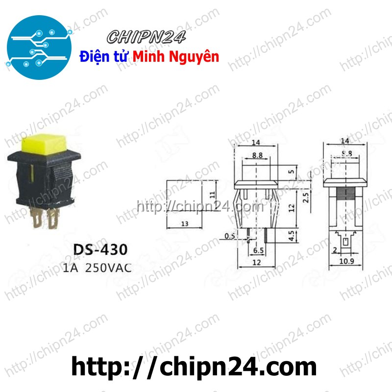 [2 CÁI] Nút nhấn Nhả DS-430 DS430 ĐỎ 1A 125VAC