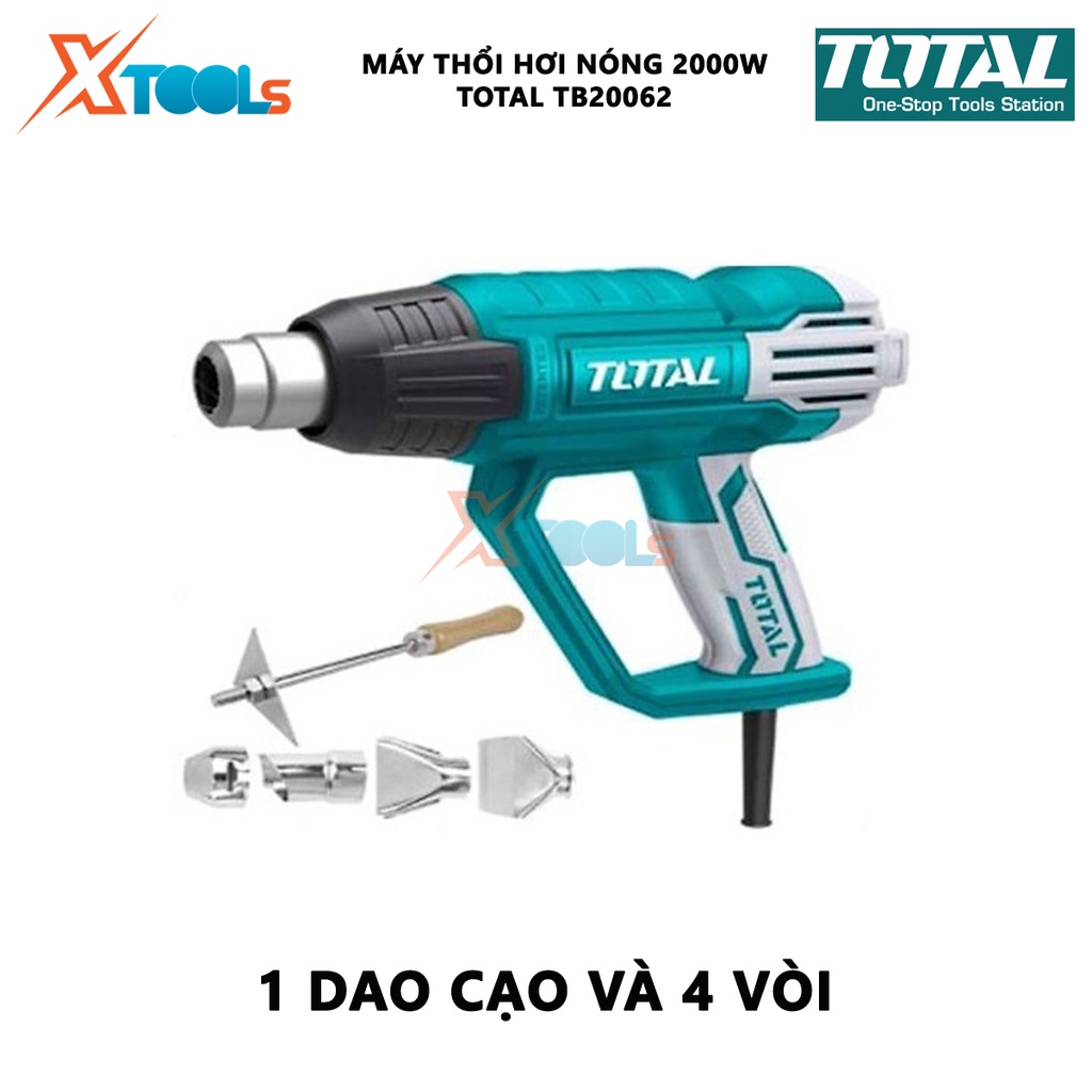 Máy thổi hơi nóng total TB20062 Máy khò nhiệt cấm tay Công suất 2000W Nhiệt độ: 50C / 50-630 ° C / 50-630 ° C [XTOOLs]