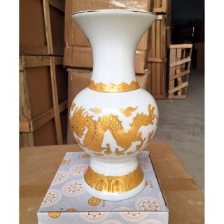 Bình cắm hoa trắng rồng cao 22cm