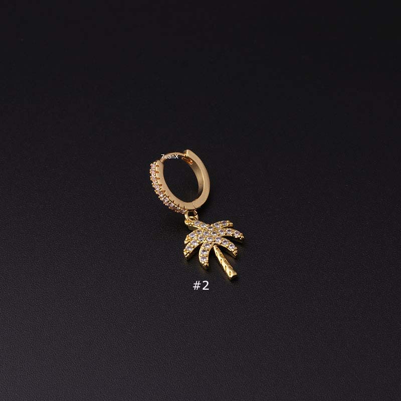 1 Khuyên Tai Tròn Mạ Vàng Đính Đá Zircon Màu Sắc
