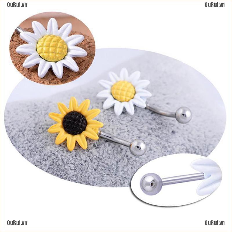Khuyên Rốn Hình Hoa Hướng Dương Bằng Thép Y Tế
