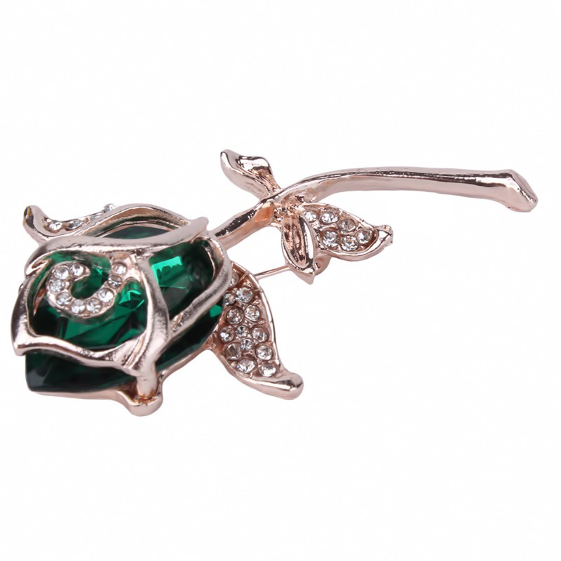 Ghim cài áo hình hoa hồng đính đá pha lê