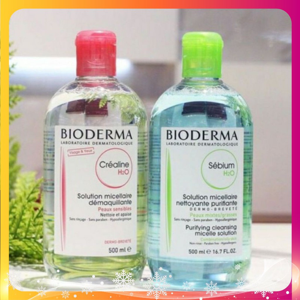 [SĂN SALE] Nước Tẩy Trang Bioderma H2O 500ml Créaline Hồng, Sébium Xanh [SĂN SALE]