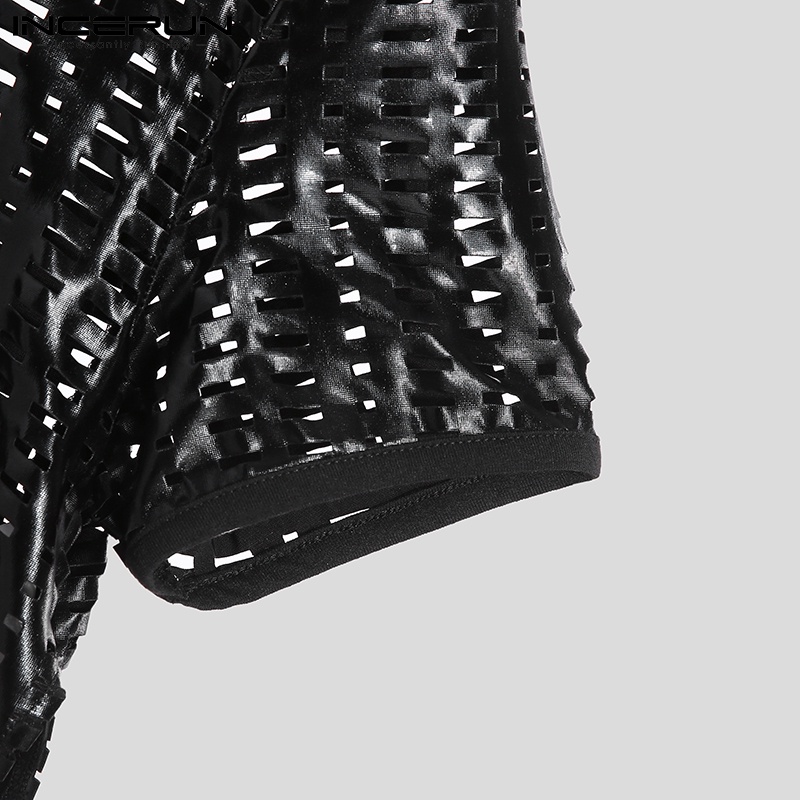 Áo nam INCERUN tay ngắn thiết kế thời trang độc đáo