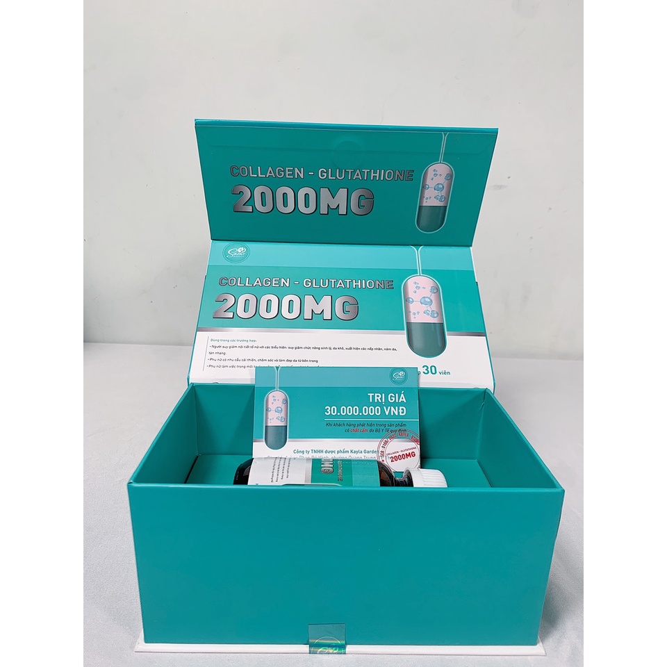 Viên uống trắng da glutathione colagen 2000mg hộp 30 viên da trắng bật tông tức thì