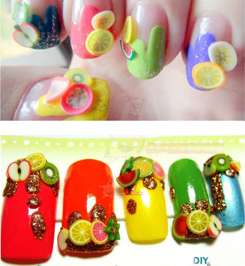 3D Fruit Pattern Nail Art Slices/ Multipurpose Polymer Fruit Slices For DIY Crafts Slime Making Cellphone Case Decoration