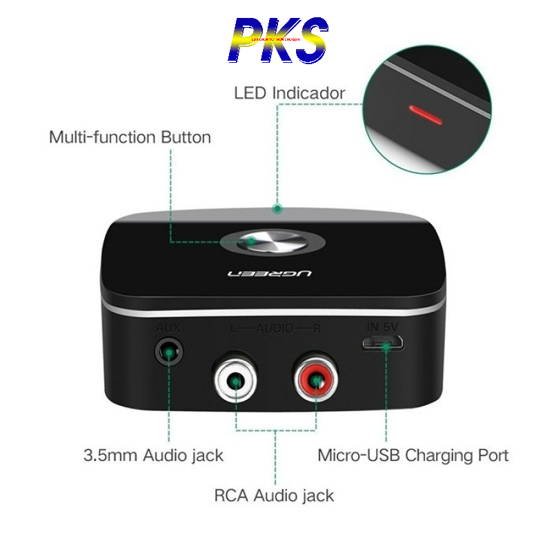 Thiết Bị Nhận Bluetooth 4.1 Musis Recceiver UGREEN 30445 - Bộ Thu Bluetooth Sound - Hàng Chính Hãng - 30445