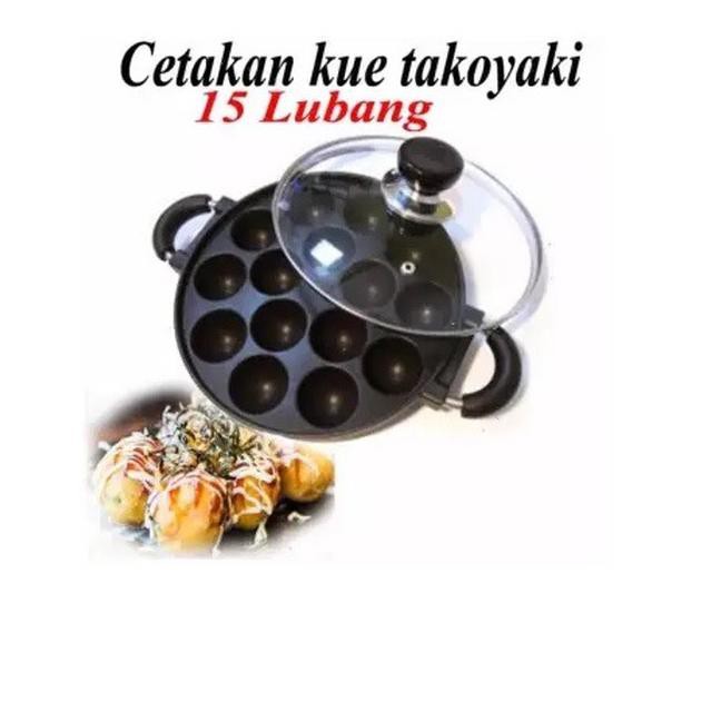 Khuôn Làm Bánh Takoyaki 15 Lỗ + Nắp Kính