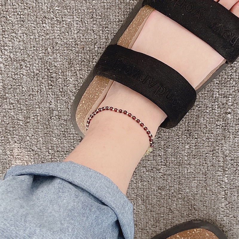 [Hàng Mới Về] Lắc Chân Đính Ngọc Bích Nhân Tạo Thương Hiệu Garnet Hetian Cho Nữ