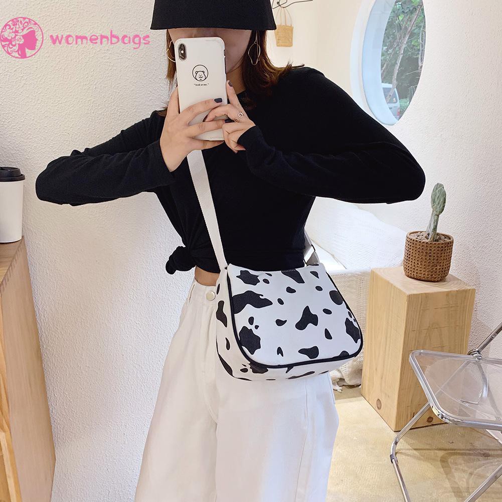 Túi vải canvas in họa tiết da bò thời trang thường ngày xinh xắn cho nữ | BigBuy360 - bigbuy360.vn