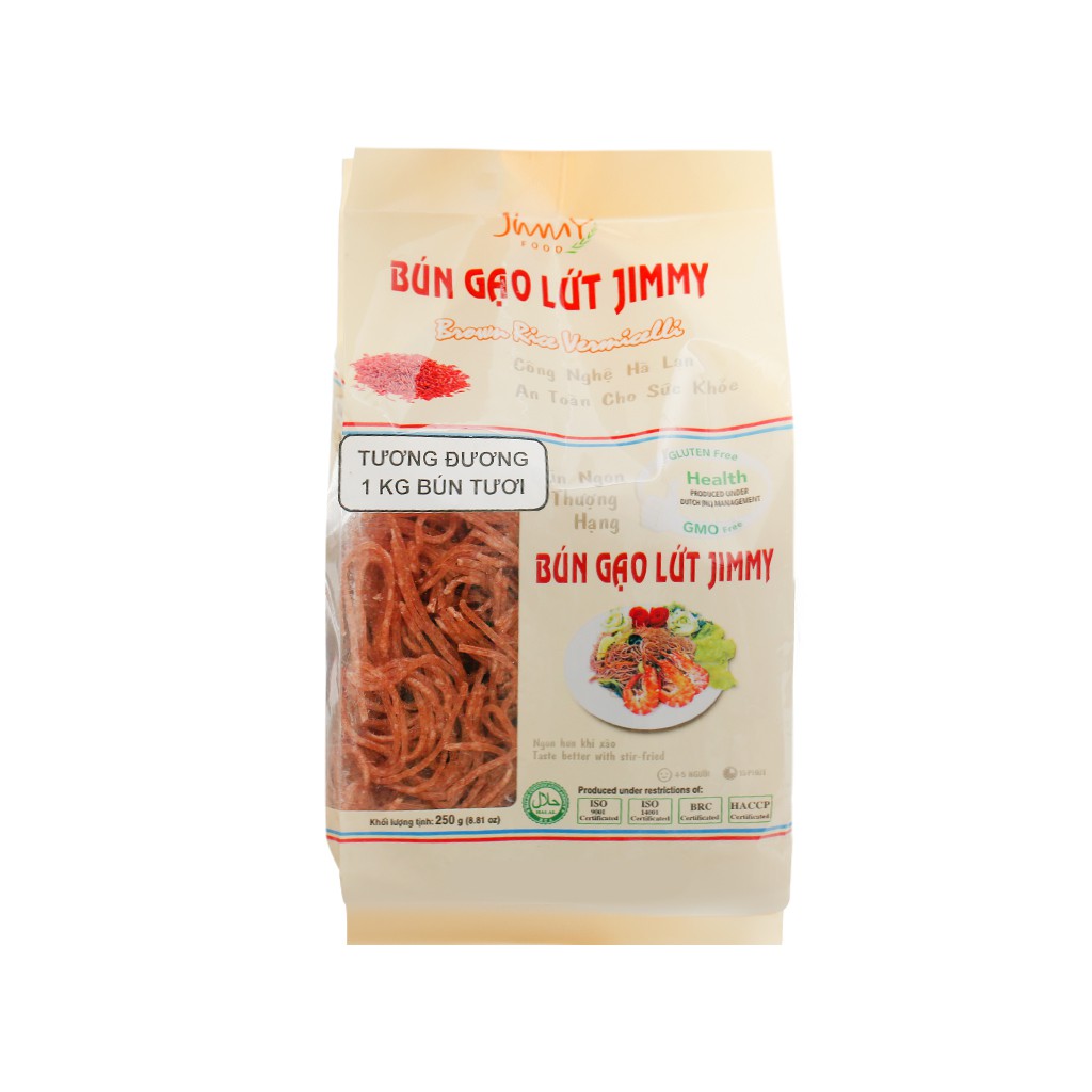 Bún Gạo Lứt Jimmy túi 250g Ăn kiêng, Người bệnh tim mạch, tiểu đường [ hậu Keto ] eat clean