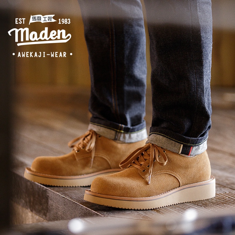 Giày da Maden cổ thấp phong cách retro Anh Quốc thời trang cho nam 2022