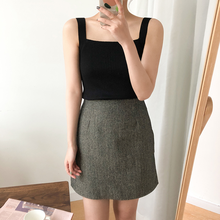 Áo kiểu PEPPERMINT 27905 hai dây dệt kim cổ vuông xinh xắn đơn giản dành cho nữ