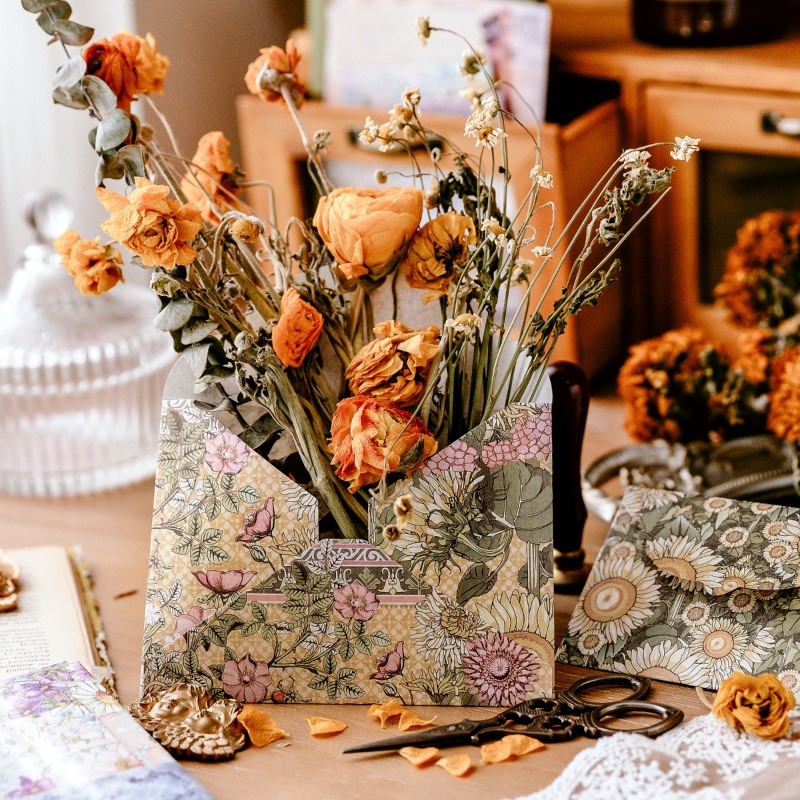 Ông Giấy 6 Phong bì Retro Cây Hoa Vườn hồng Yêu tinh Con sứa Cú Văn học Thư viết được Giấy dán niêm phong Bộ phong bì