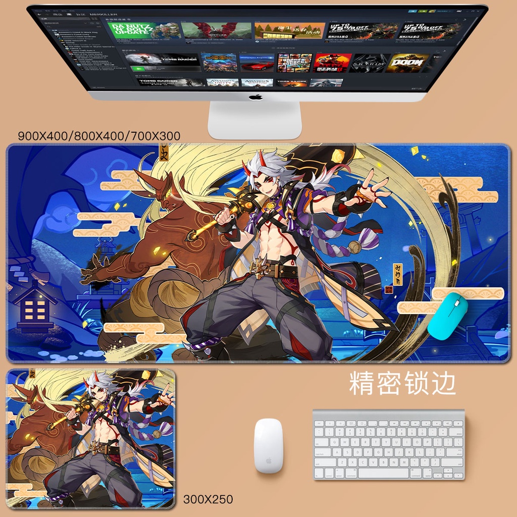 Tấm lót chuột và bàn phím máy tính chống trượt họa tiết anime Genshin Impact Kazuha Yae Miko Raiden Shogun shadow Arataki Itto Zhongli Kami