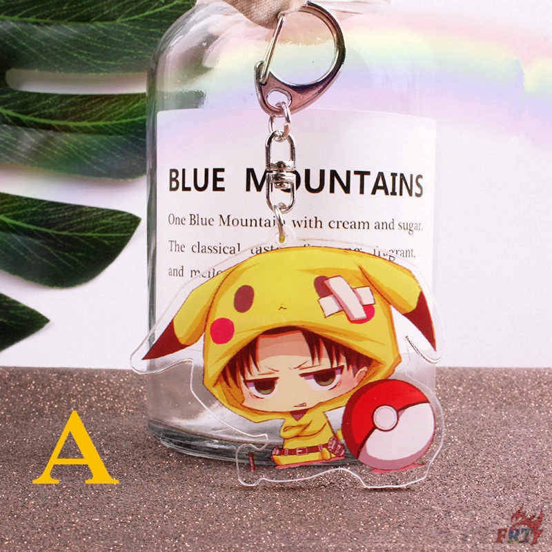 Móc chìa khóa hình nhân vật phim Attack on Titan &amp; Pikachu bằng acrylic cao cấp