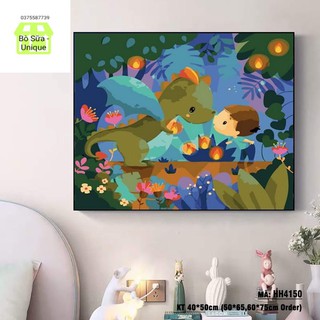 Tranh số hóa tự tô Tổng Hợp các mẫu hoạt hình dễ thương cho bé size 40x50 khung dày 2.5cm đầy đủ phụ kiện, phủ bóng