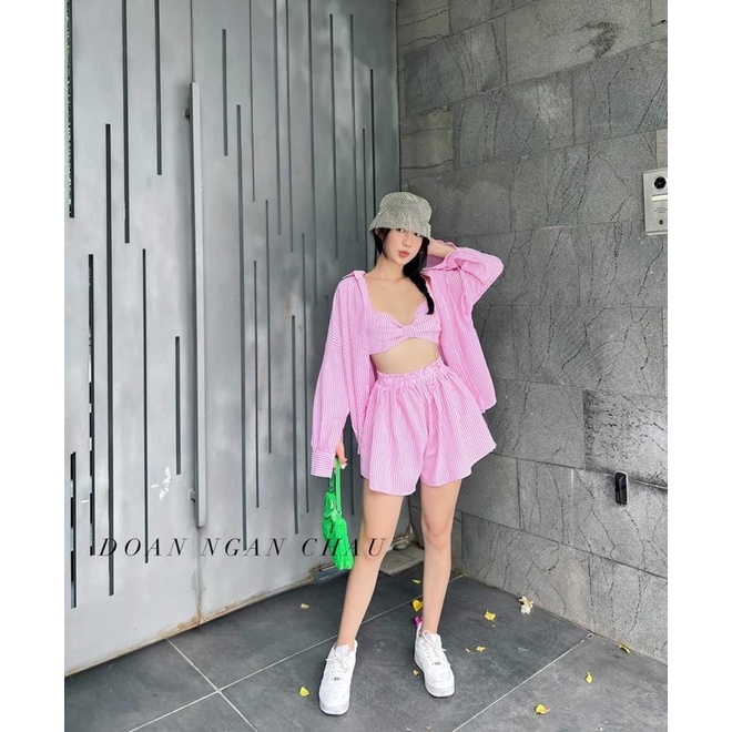 Set sơ mi sọc