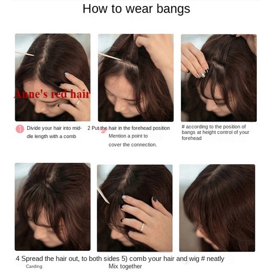 Bộ tóc giả mái ngang in hoạt hình dễ thương cho nữ