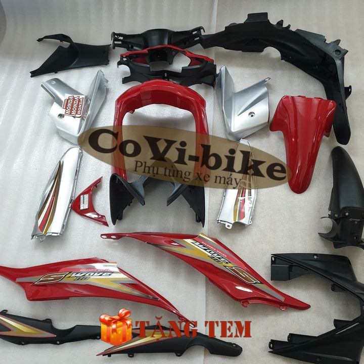 Dàn áo xe Wave S110 đời 2008 đễn 2010  nhựa ABS nguyên sinh màu ĐỎ ĐUN - B545
