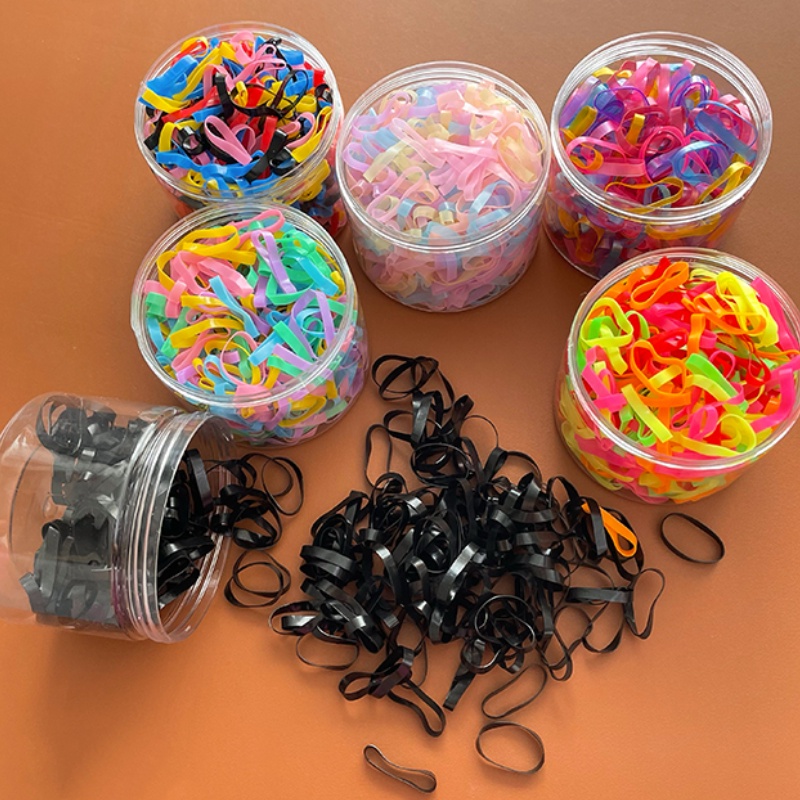 Dây Buộc Tóc Cao Su Bản Rộng Dày Co Giãn Màu Sắc Kẹo Ngọt Không Đau Cho Bé Gái