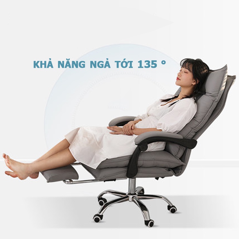 [Mã LIFEBKA5 giảm 10% tối đa 1 Triệu đơn 500k] Ghế văn phòng lãnh đạo làm việc bọc da cao cấp 2 lớp đệm dầy