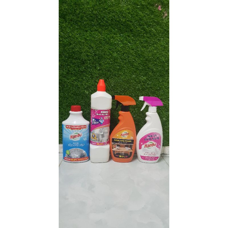combo 4 sản phẩm lau bàn ăn vệ sinh nhà tắm +tẩy cổ áo 600ml +tẩy máy giặt hando 800ml