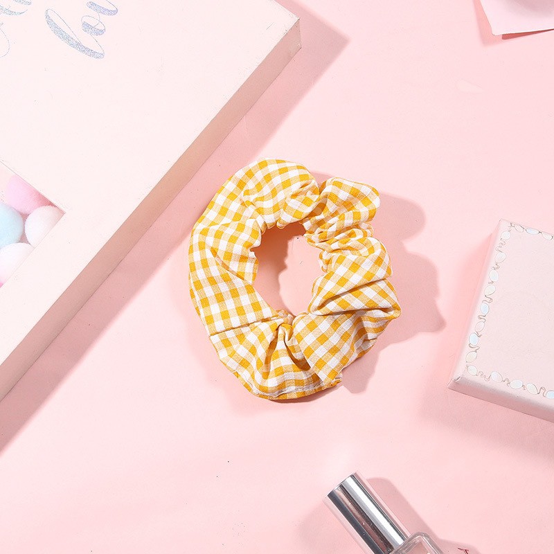 Dây buộc tóc scrunchies caro phong cách dễ thương giá rẻ