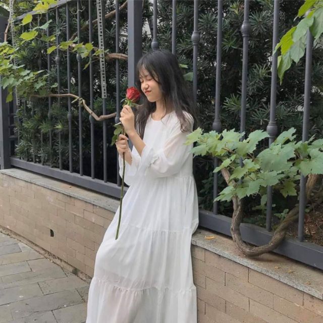 [TẶNG MÃ GIẢM GIÁ 20K ] VÁY BABYDOLL TẦNG XÒE TAY DÀI CỰC XINH CHO TEEN | BigBuy360 - bigbuy360.vn